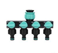 Garden Hose Water Distributor With Four Independently Controlled Outlets Compatible With 1/2, 3/4, And 1 Faucets For Agricultural And Residential Use(Blue)