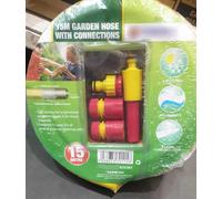Garden Hose with Connections High Quality for Professional Gardener 15m - Works in Temperatures from -5 to 65 Degrees Celsius