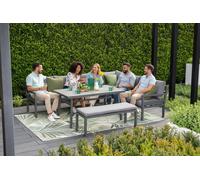 Garden Impressions Corsica Grey Cushions - Lounge & Dining Corner Sofa, with Table and Bench