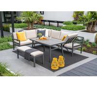 Garden Impressions Corsica Sand Cushions - Lounge & Dining Corner Sofa, with Table and Bench - Left Handed
