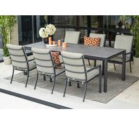 Garden Impressions Domingo 6 Seater Dining Table with Sergio Dining Chairs - Light Grey Cushions - Domingo 230cm Dining Table with 6 x Sergio Dining Chairs