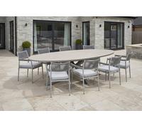 Garden Impressions Edison Natural - Eight Seater Oval Dining Suite with Barcelona Chairs - Edison 280cm Dining Table with 8 x Barcelona Dining Chairs