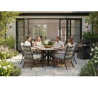 Garden Impressions Edison Natural - Six Seater Oval Dining Suite with Sergio Chairs - Light Grey Cushions - Edison 6 Seater Table with 6 x Light Grey Sergio Chairs