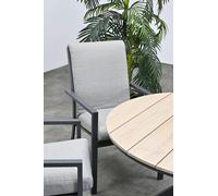 Garden Impressions Edison Natural - Six Seater Oval Dining Suite with Sergio Chairs - Light Grey Cushions - Edison 6 Seater Table with 8 x Light Grey Sergio Chairs