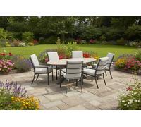 Garden Impressions Edison Natural - Six Seater Oval Dining Suite with Sergio Chairs - Light Grey Cushions - Edison 6 Seater Table with 6 x Light Grey Sergio Chairs