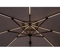 Garden Impressions Hawaii 300cm x 300cm Lumen LED Square Cantilever Parasol with 90kg Moveable Granite Base - Dark Grey