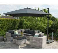 Garden Impressions Hawaii 300cm x 300cm Square Cantilever Parasol with 90kg Moveable Granite Base - Dark Grey