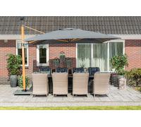 Garden Impressions Hawaii 350cm x 350cm Teak Effect Pole Square Cantilever Parasol with 120kg Moveable Granite Base