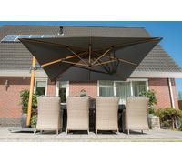 Garden Impressions Hawaii Deluxe 300cm x 300cm Teak Effect Pole Square Cantilever Parasol with 90kg Moveable Granite Base