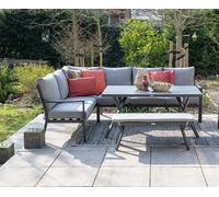 Garden Impressions Sergio - Lounge & Dining Corner Sofa, with Table, Bench and Optional Chair - Light Grey Cushions - Sergio Corner Sofa Dining Table Bench and Armchair (Left)