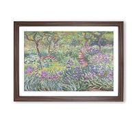 Garden in Giverny by Claude Monet Framed Print | A2 Walnut Framed Wall Art | Ready to Hang | Modern Floral Picture | Living Room Bedroom Lounge Office