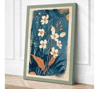 Garden in Teal Botanical Canvas Wall Art Print 24x16 Inch | Ready to Hang, Gallery Wrapped, Fade-Resistant Inks, Securely Packaged, UK Made