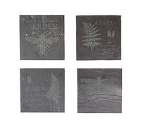 GARDEN INSECT/FERN DESIGN SLATE COASTER (PACK OF 4) GISELA GRAHAM