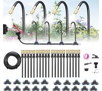 Garden Irrigation System Automatic Drip Irrigation Kits, Includes Irrigation Tubing Hose & 360° Bending Dropper Atomizing Mist Nozzles Tee for Garden Watering System(65.6Ft Set (65.6Ft hose+20 Nozzles