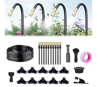 Garden Irrigation System Automatic Drip Irrigation Kits, Includes Irrigation Tubing Hose & 360° Bending Dropper Atomizing Mist Nozzles Tee for Garden Watering System(32.9Ft Set (32.9Ft hose+10 Nozzles