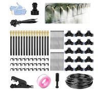 Garden Irrigation Watering Systems Kit, 50FT Greenhouse Automatic Water Misting System, 15pcs 360° Auto Watering Equipment for Plants Outdoor Indoor Adjustable Bendable Nozzle Copper Sprayer