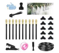 Garden Irrigation Watering Systems Kit, Greenhouse Automatic Water Misting System, 360° Auto Watering Equipment for Plants Outdoor Indoor，Adjustable Bendable Nozzle Copper Sprayer (Black, 10M/30.2FT)