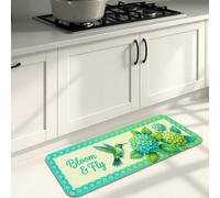 Garden Joy Kitchen Mats for Floor, Green Hydrangea Floral Soft Mats, Spring Cushioned Comfort Washable Decor Rugs for Kitchen Sinks Laundryroom Bathroom 16x47 Inch