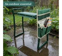 Garden Kneeler 2-In-1 Folding Gardening Padded Seat And Kneeling Stool Tool Bag