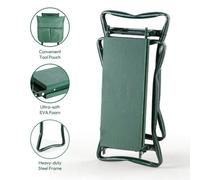 Garden Kneeler 2-In-1 Folding Gardening Padded Seat And Kneeling Stool Tool Bag