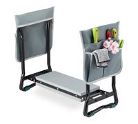Relaxdays Garden Kneeler, with Pouches for Tools, Padded, for Gardening & Weeding, up to 150 kg, Folding Mat, Black/Grey