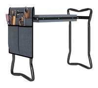 Garden Kneeler Seat Grey Steel EVA Foam 58x28x49cm Foldable Tool Pouch Compact