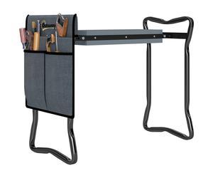Garden Kneeler Seat Grey Steel EVA Foam 58x28x49cm Foldable Tool Pouch Compact