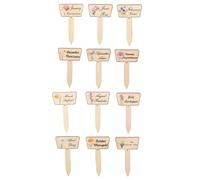 Garden Labels, Pack of 12, Decorative Labels for Wooden Plants, Reusable Posts for Naming Vegetables, Fruits, Flowers and Trees