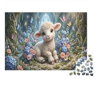 Garden Lamb Jigsaw Puzzle for Game 1000 Pieces Flower Field Beginners Puzzle Starters Anxiety Relief Secret Santa Gift 70x50cm/1000pcs