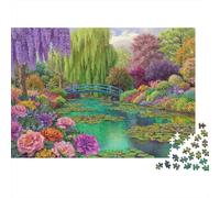Garden Landscape Painting Jigsaw Puzzles Puzzles for Adults Kids. 1000 Piece Interesting Whimsical Challenge Toy Educational Game Home Decoration for Educational Games Gifts 70x50cm/1000pcs