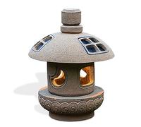 Garden Lantern Outdoor Statues - Retro Zen Stone Finish Courtyard Landscape Decor Lamp for Patio and Yard Crafts