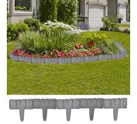 Garden Lawn Fence Grey Plastic 10m 41pc Stone Look 25x22.5cm garden border spike