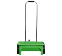 Garden Lawn Seed Spreader - 12L Green Wheeled Scatter Spreader With 10 Drop Speeds For Lawn Feed, Seeds, Fertiliser, Sand & Salt