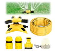 Garden Lawn Sprinklers for Hose, 6pcs Oscillating Rotating Spray Patterns, Sprinklers Attachment for 16.4Ft Water Pipe, Adjustable Water irrigation System for Large and Small Grass Areas