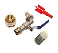 Garden Lever Tap Valve with Blue Handle Filter Hole Saw and Threaded Tap Connector, Metal Hose Plug Outdoor Bib Tap Thread Brass Faucet 3/4"