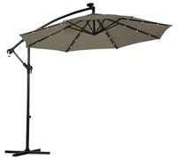 Garden Life Garden Cantilever Solar 24 LED Parasol & Cover Outdoor Umbrella 2.7m Fully Opened Crank Handle Cover Included (Pale Grey)