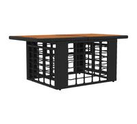 vidaXL Garden Table Black 100 x 55 x 37 cm PE Rattan and Glass