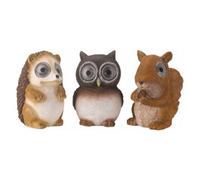 Garden Light Up Woodland Animal Ornamental Solar Powered Lights Set Of 3 Owl Hedgehog & Squirrel