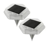 Garden Lights, 2 Pcs Solar Driveway Light With Stake, Led In-Ground, 3000K Warm Light, Auto On/Off, Ip65 Waterproof, Outdoor Deck Lights