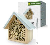 Garden Locker Wild Bee House Insect Hotel with Metal Roof - Bug Home for Solitary Bees, Butterflies & Insects (17×12×17 cm)
