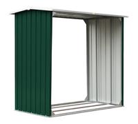 vidaXL Log Storage Shed Galvanised Steel Brown Garden Outdoor Firewood Sheds