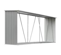 Log Storage Shed 330x84x152cm Green Galvanised Steel with Extra Side Tubes Roof