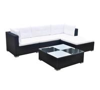 5 Piece Garden Lounge Set With Cushions Poly Rattan