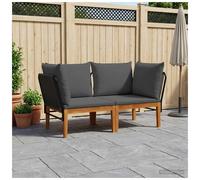 Garden Lounge Set 2pc Black & Anthracite Acacia Wood Rope Modular 70x70cm Seats
