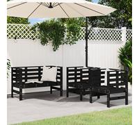 Garden Lounge Set 3-Piece Black Pine Solid Pine Wood 61.5x53x71 cm Patio Seating
