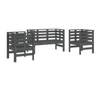 vidaXL 3 Piece Garden Lounge Set Grey Solid Wood Pine