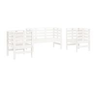 vidaXL Garden Lounge Set 3 Piece Outdoor Lounge Set White Solid Wood Pine