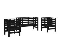 vidaXL Garden Lounge Set 3 Piece Outdoor Lounge Set Black Solid Wood Pine