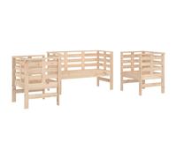 vidaXL Garden Lounge Set 3 Piece Outdoor Lounge Set White Solid Wood Pine