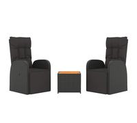 Garden Lounge Set 3 Piece Outdoor Lounge Set Table and Chair Black vidaXL
